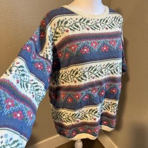 Vintage Hand Embroidered Lilac Floral Sweater